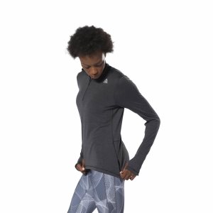 Bluza Damskie Reebok Running Essentials Quarter-Zip Top Czarne PL 62OMPKX